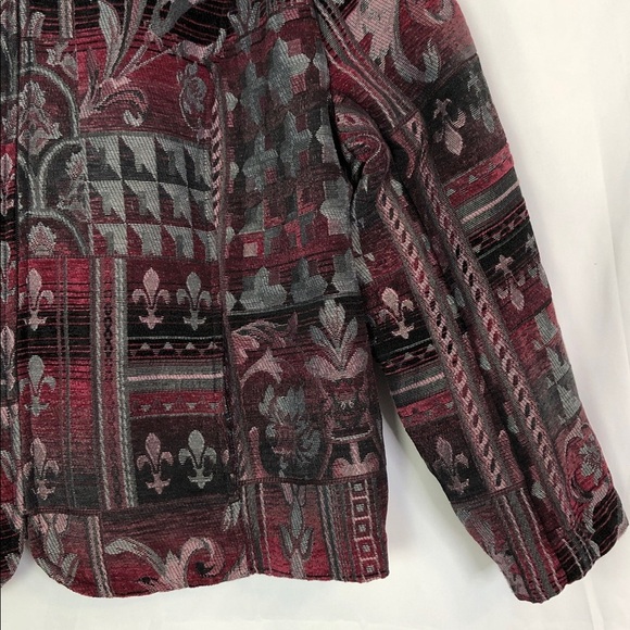 Dressbarn Floral Tapestry Jacket in Burgundy and Black Size 3X - Picture 5 of 12